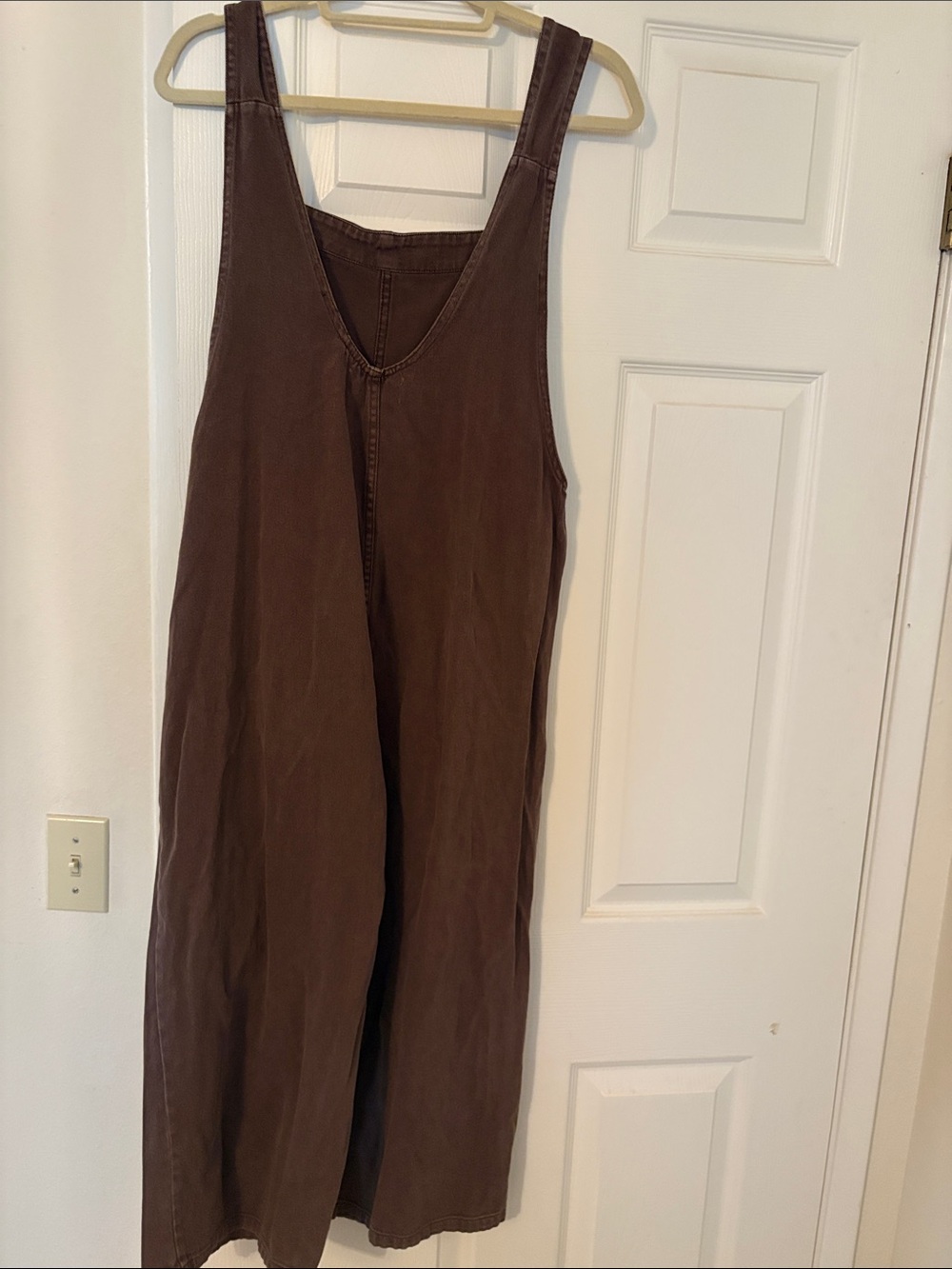 Carly Jean Los Angeles Brown Denim Wide-Leg Overalls - Picture 2 of 7